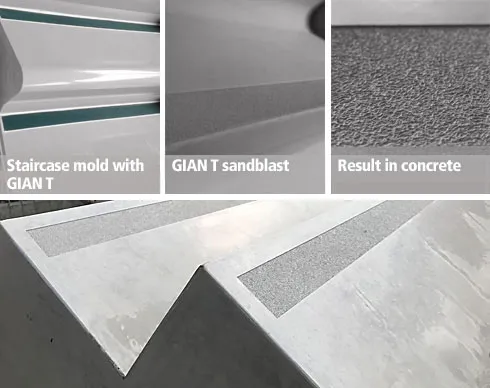 GIAN T02, stair nosing, sandblast, concrete, anti-slip, texture, profile, stairs